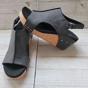 CORKYS- CARLEY BLACK METALLIC WEDGES